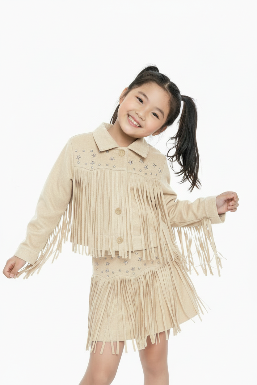 Bambina completo beige bottoni