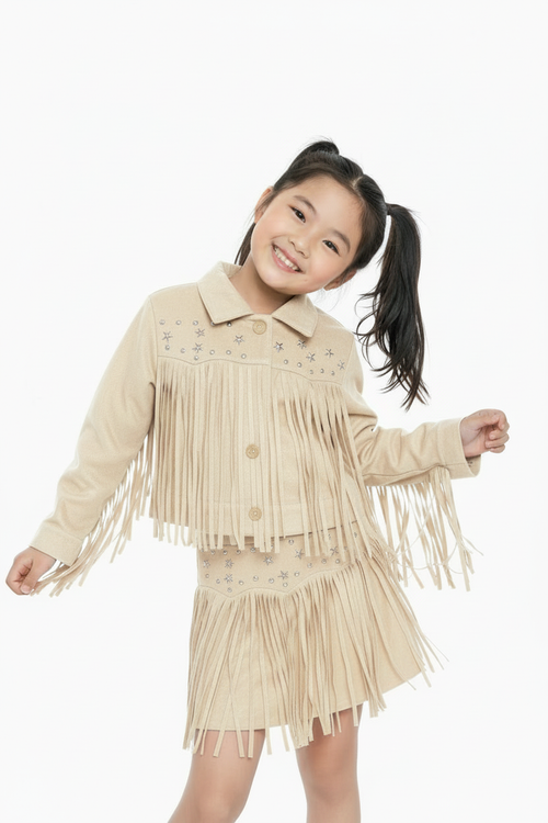 Bambina completo beige bottoni