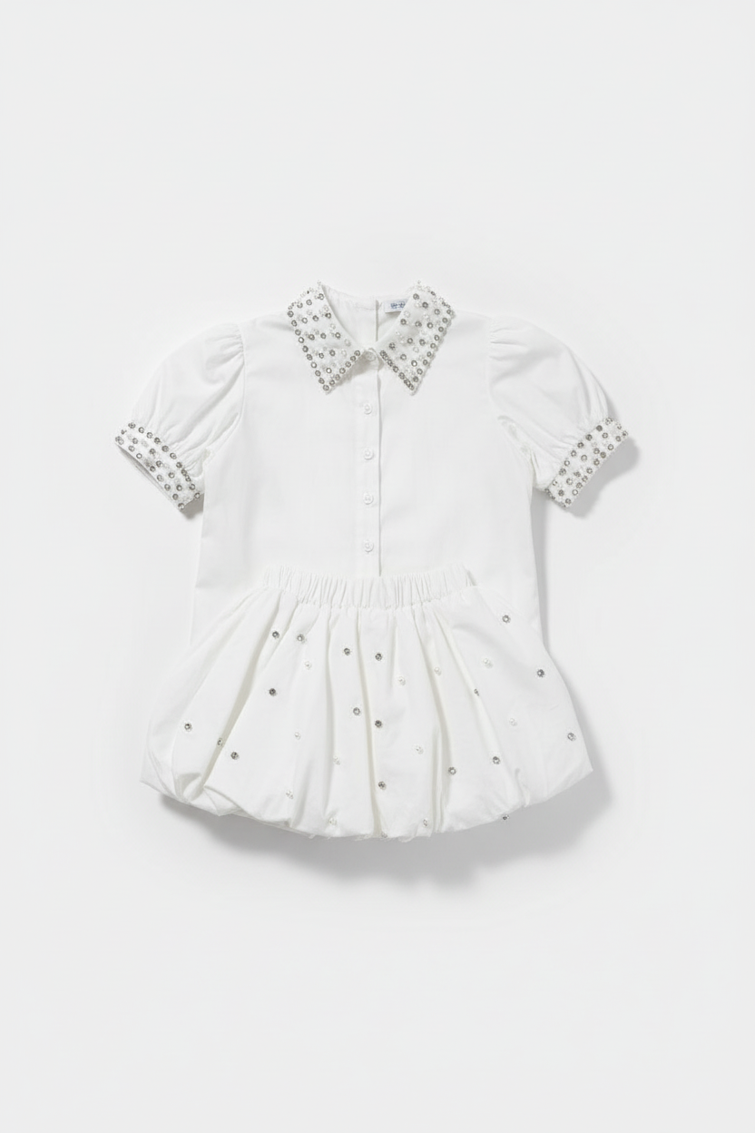 Completo bianco perle fronte